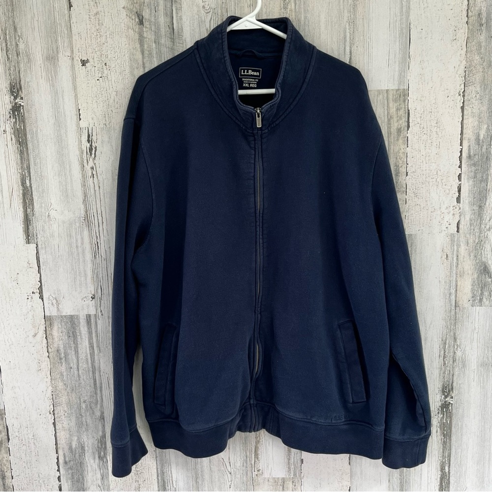 L.L.Bean Men’s Full Zipper Traditional Fit Sweatshirt Jacket Size XXL In Navy